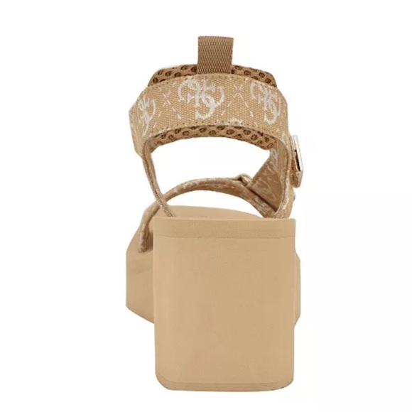 GUESS Tan Women's Daysa Quattro-G Strappy Eva Wedge Sandals - Picture 3 of 5